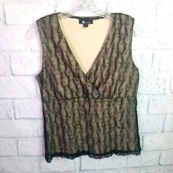 AB Studio Black Lace Top. Size M. - Picture 1 of 9